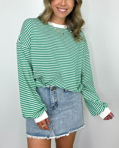 Pull stylé grande taille à rayures