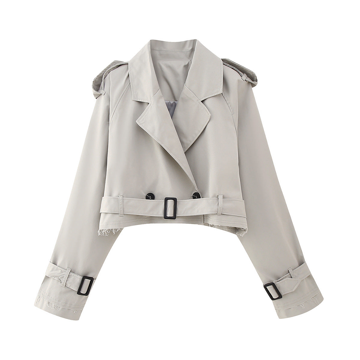 Trench-coat élégant pour femme court moderne avec ceinture