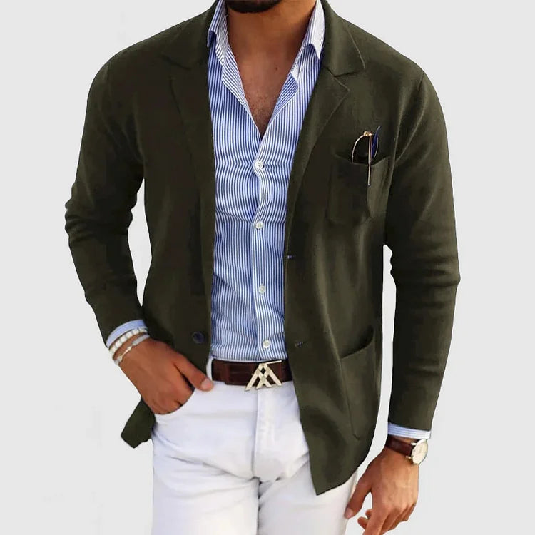 Blazer en maille beige décontracté pour homme