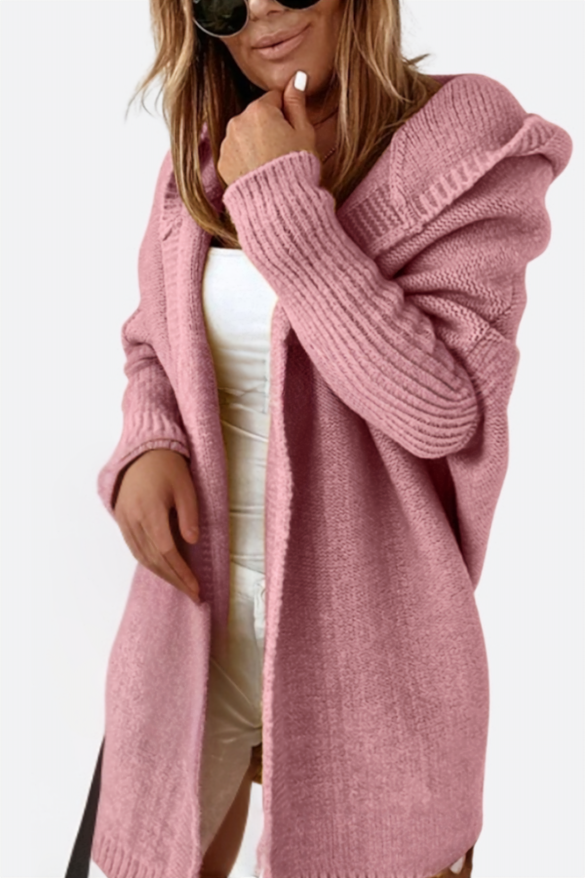 Manteau à capuche en maille