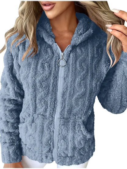 Pull classique à manches longues avec capuche et fermeture éclair