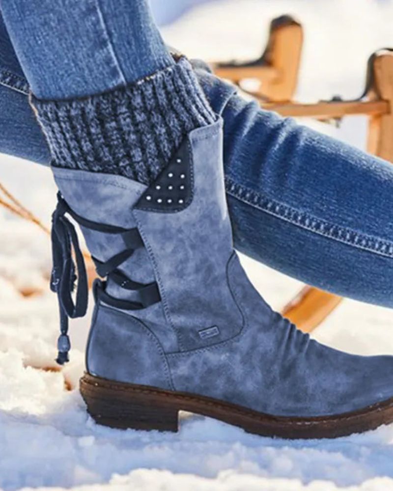 Bottes en cuir véritable, chaudes pour l'hiver