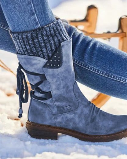Bottes en cuir véritable, chaudes pour l'hiver