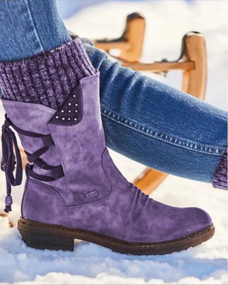 Bottes en cuir véritable, chaudes pour l'hiver