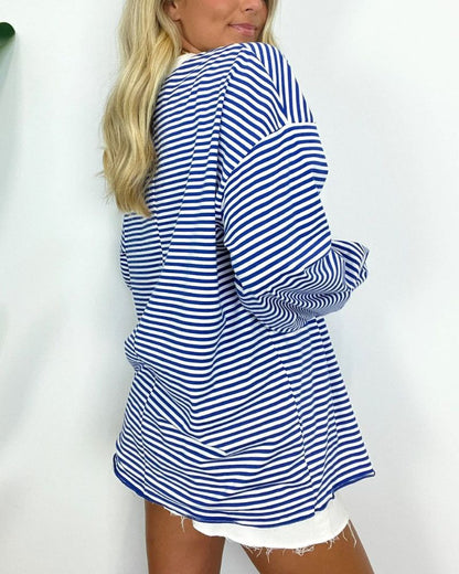 Pull stylé grande taille à rayures
