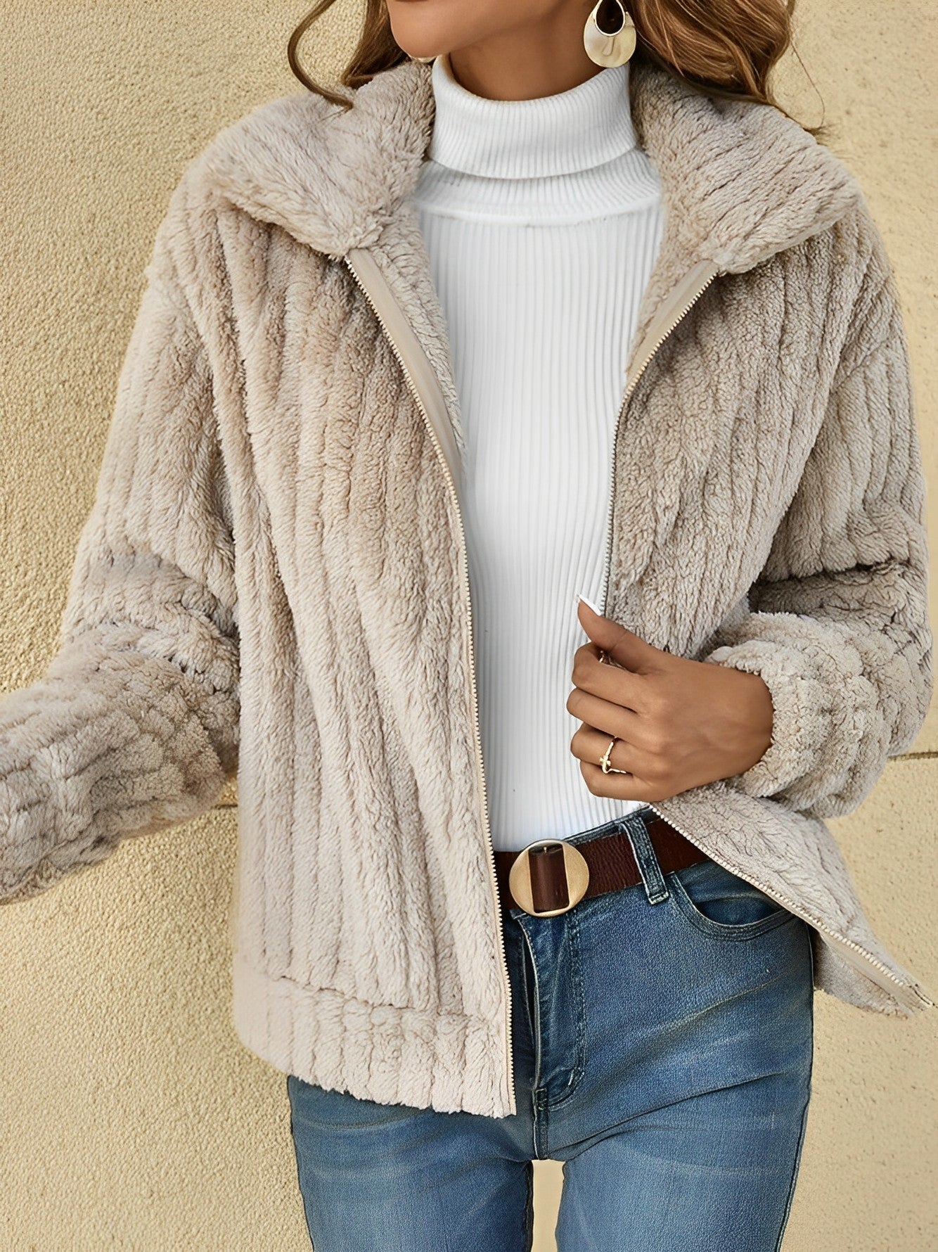 Bequemer Damen Plüschmantel Soft und Warm - IdealeKleiden