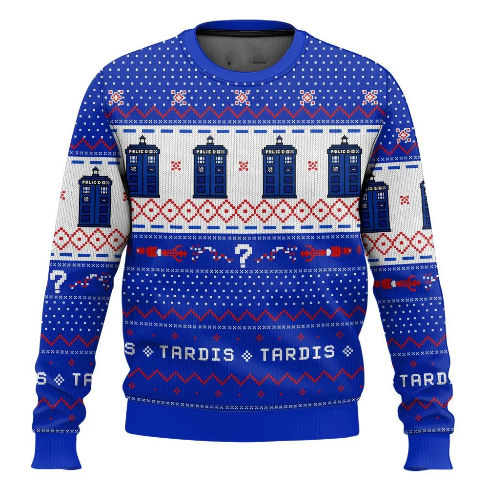 Pull de Noël tricoté Tardis Design Chaleur Confort