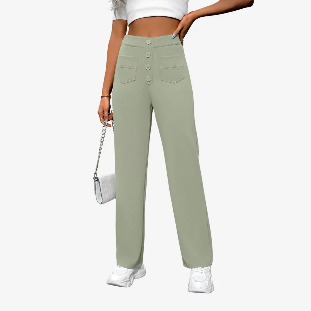 Pantalon Femme Taille Haute Jambe Droite