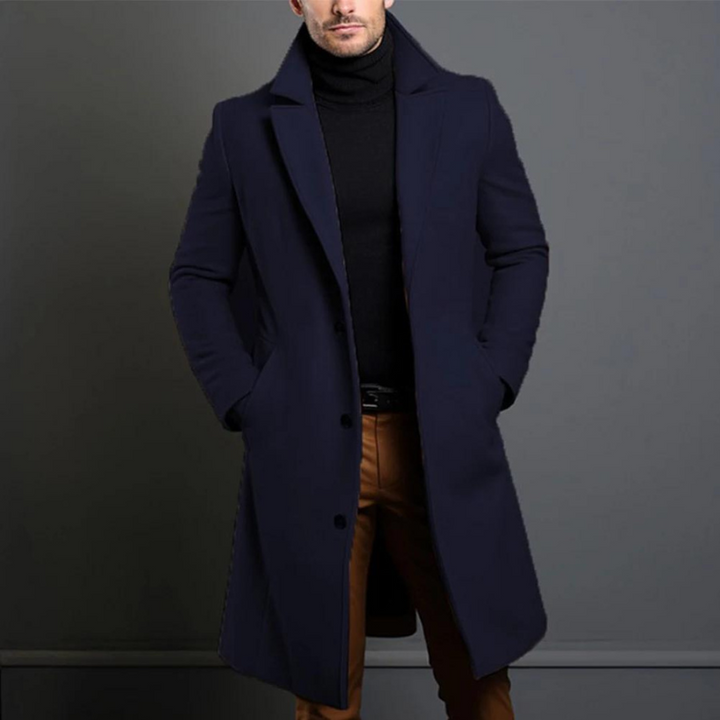 Long Trench-Coat Élégant pour Homme Noir