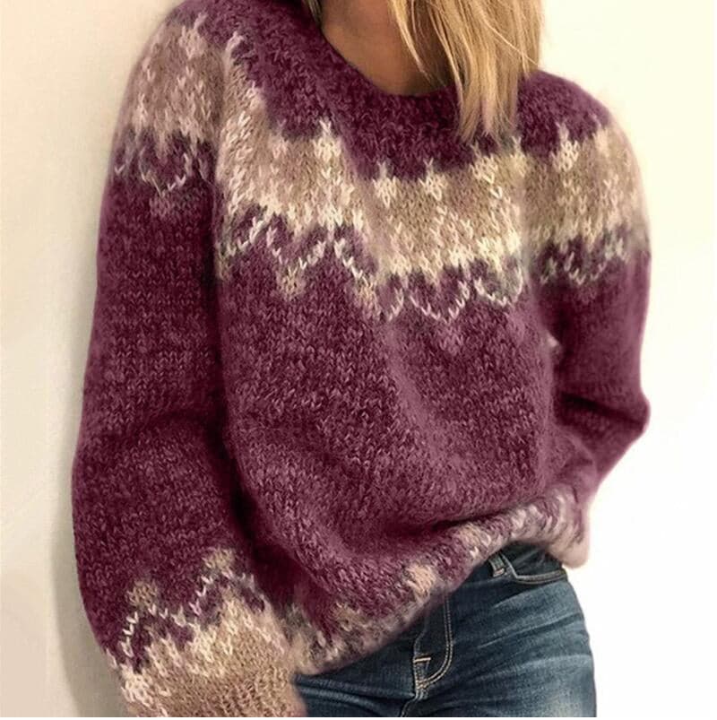Pull en tricot Doux Laineux Nordique Décontracté