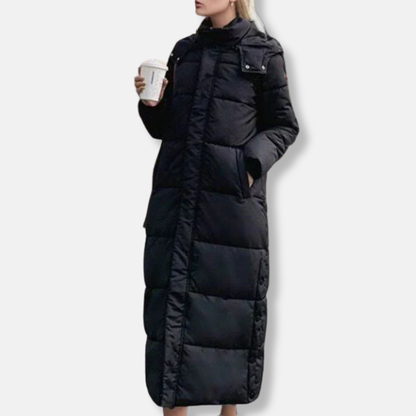 Doudoune longue femme gilet matelassé capuche col montant