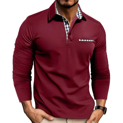 Polo-shirt homme manches longues style décontracté