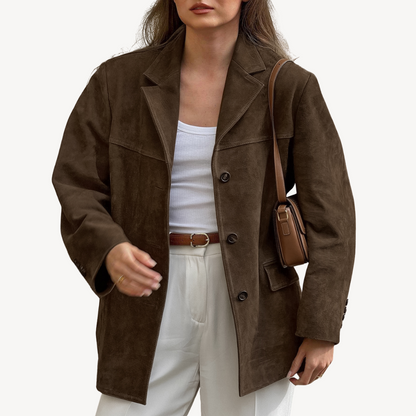 Grand manteau en cuir femme, blazer oversize