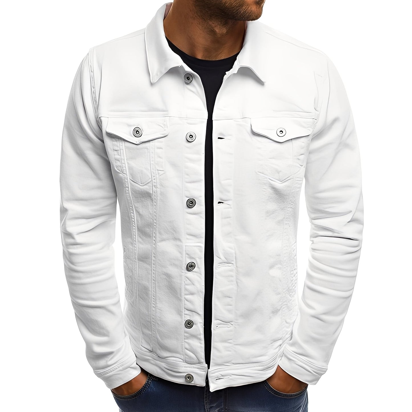Veste en jean moderne pour homme avec poches