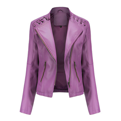 Veste en cuir courte et élégante pour femme