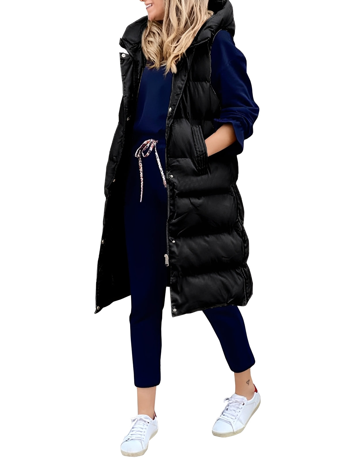 Gilet long élégant sans manches pour femme