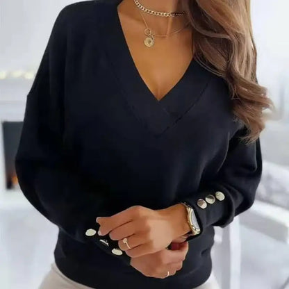 Pull pour femme, manches longues, col en V, tendance
