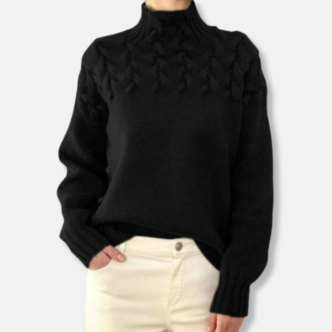 Laine Pull Tricot Col montant confortable Motif torsadé