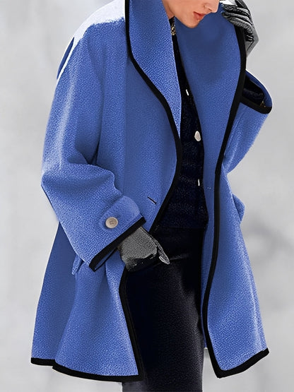 Manteau de laine élégant pour femme, coupe classique longue