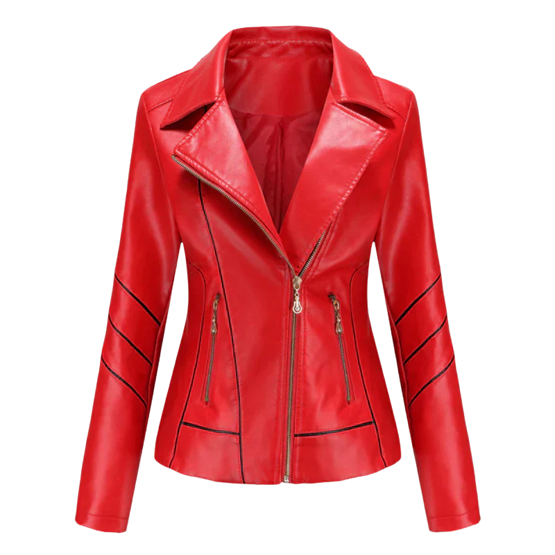 Blouson en cuir élégant pour femme, coupe ajustée