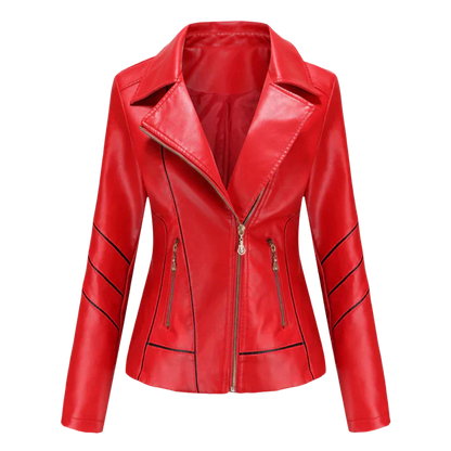 Blouson en cuir élégant pour femme, coupe ajustée