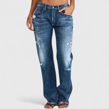 Jeans vintage femme coupe décontractée délavée usée