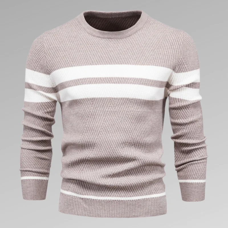 Pull en tricot à rayures col rond moderne pour hommes