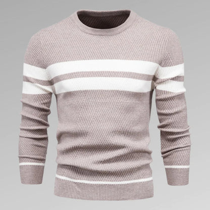 Pull en tricot à rayures col rond moderne pour hommes