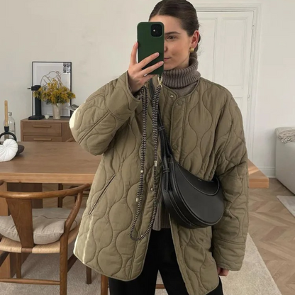Veste automne hiver col rond confortable rembourrée