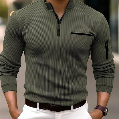 Pull rayé moderne pour homme avec poches