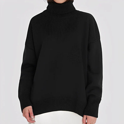 Grand pull à col roulé simple et élégant pour femme