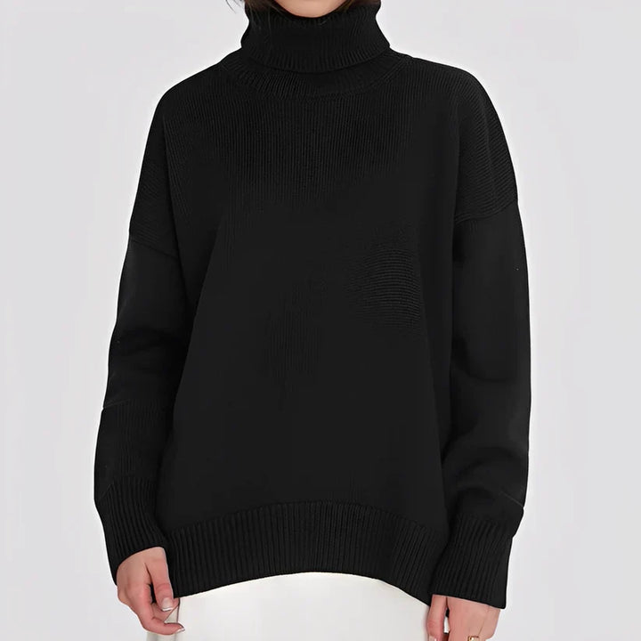 Grand pull à col roulé simple et élégant pour femme