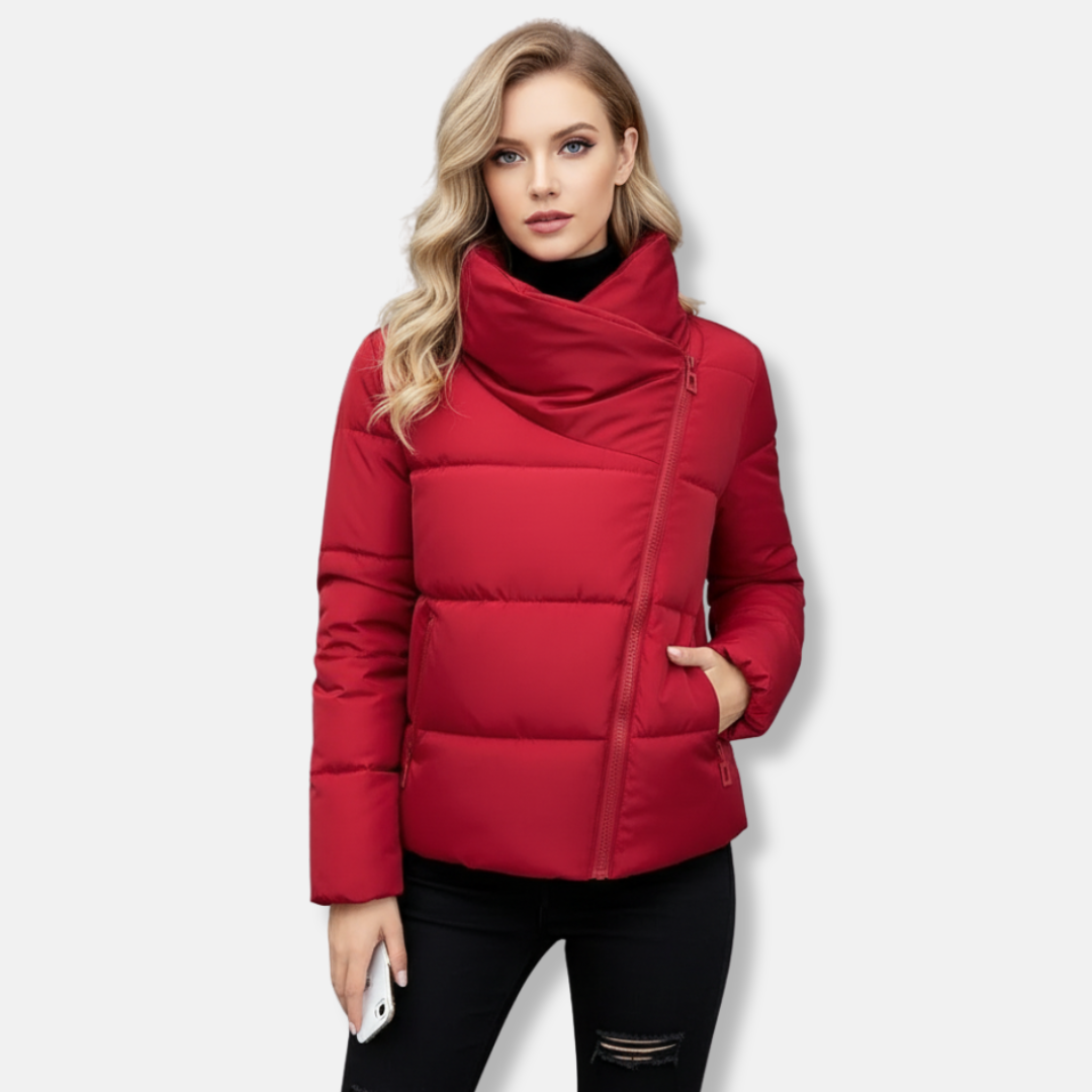 Robe femme courte col cheminée fermeture éclair
