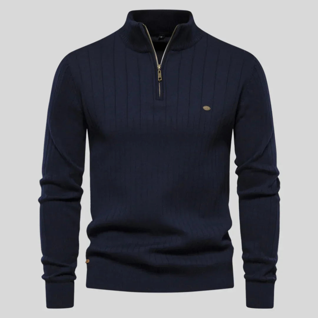 Pull en tricot pour homme Chaud Demi-fermeture éclair Édition hiver