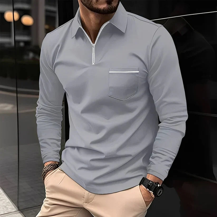 Polo manches longues zippé homme style moderne