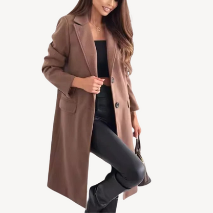 Manteau d'hiver femme en laine mélangée avec poches pratiques
