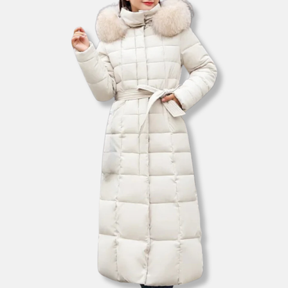 Manteau d'hiver long matelassé pour femme avec capuche