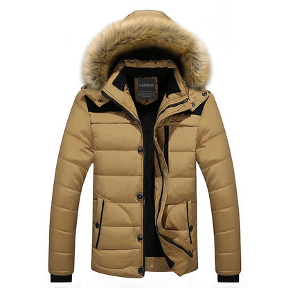 Parka homme en duvet chaud avec col en fausse fourrure