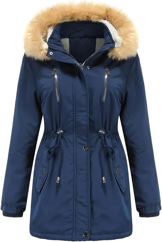 Lovi - Manteau long femme en fausse fourrure à capuche polaire