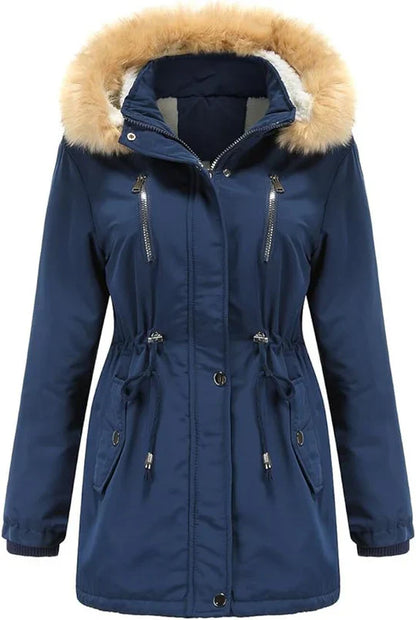 Lovi - Manteau long femme en fausse fourrure à capuche polaire