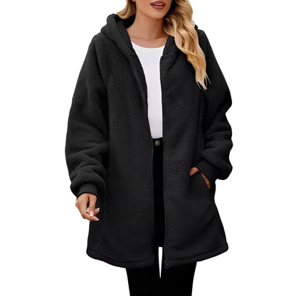 Veste polaire douce à capuche pour femme