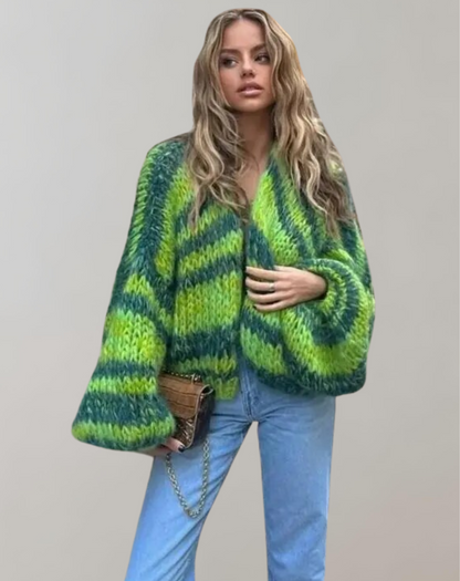 Cardigan oversize multicolore douillet