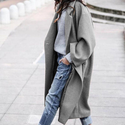 Manteau femme oversize long revers design élégant