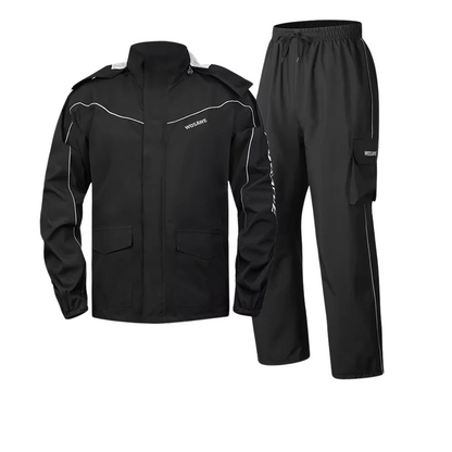Veste de pluie moto pour homme, imperméable, noir réfléchissant