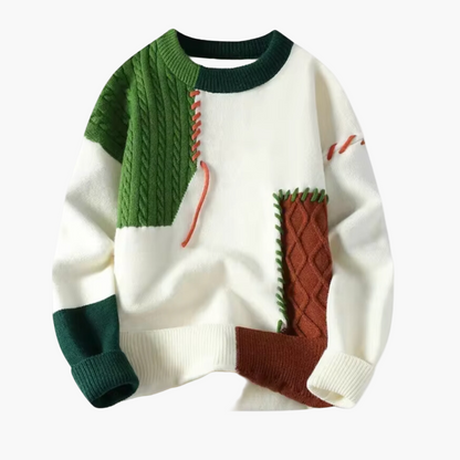 Pull en tricot pour homme Patchwork Moderne Tendance Automne Hiver