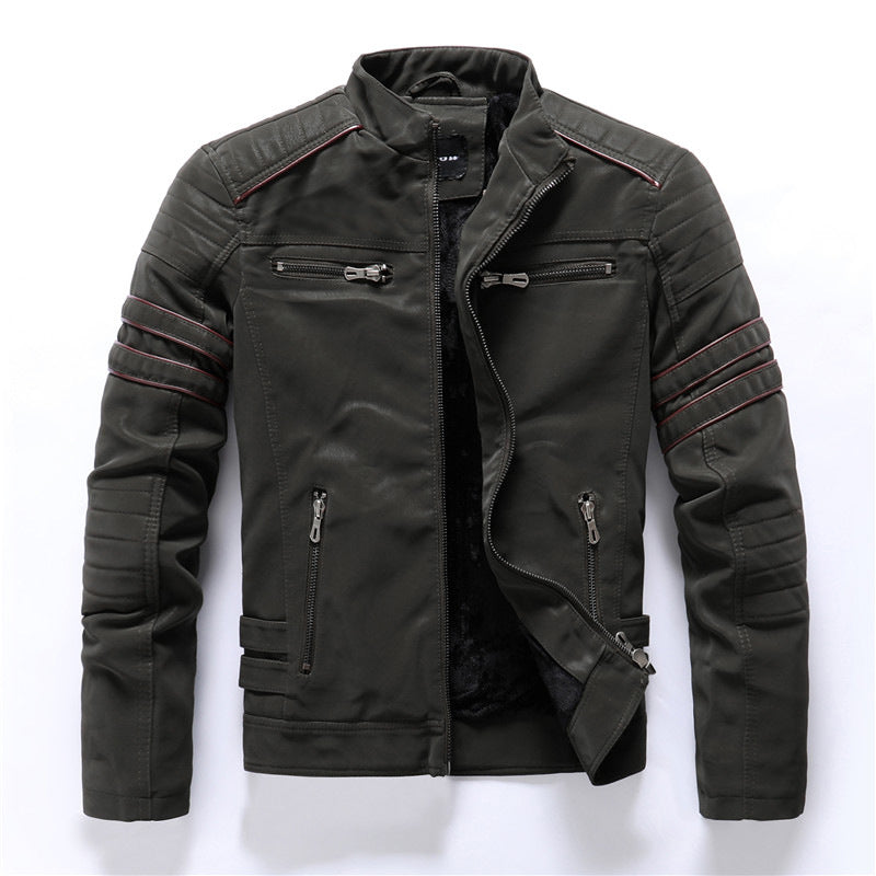 Blouson en cuir homme style motard rouge
