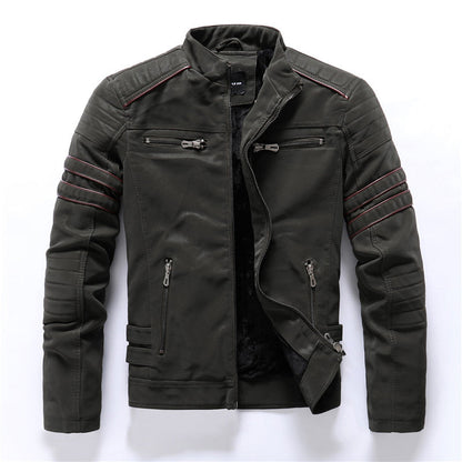 Blouson en cuir homme style motard rouge