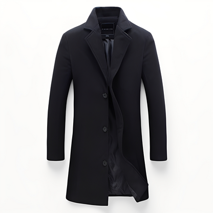 Manteau élégant en laine noire pour homme