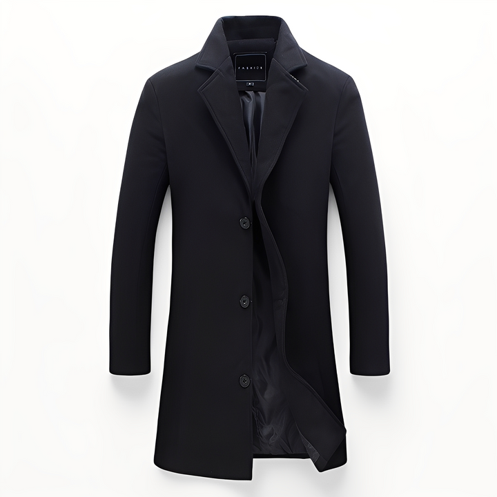 Manteau élégant en laine noire pour homme
