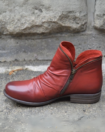 Bottes élégantes en cuir avec fermeture éclair